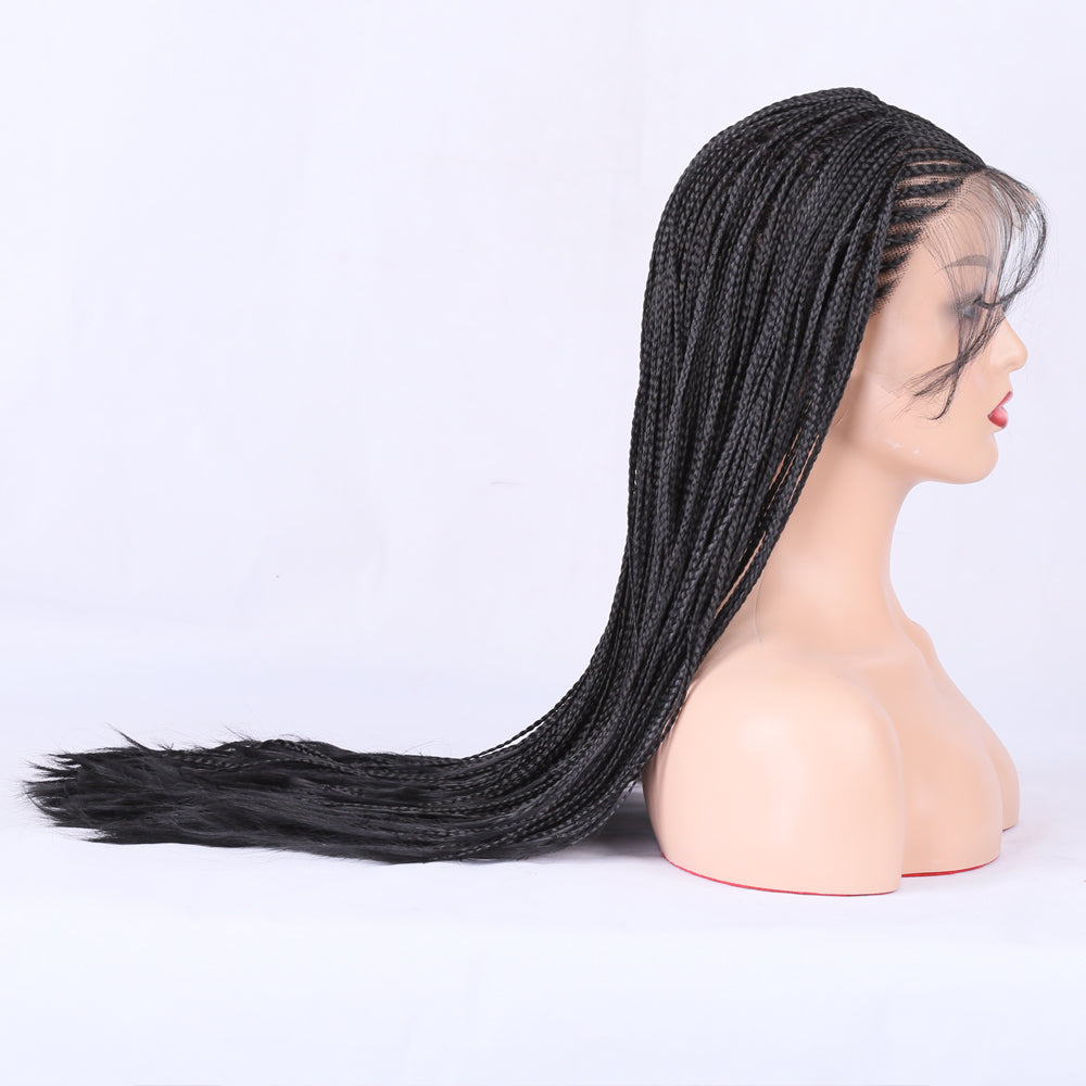 Long Synthetic Wig with Braided Box Braids Wigs For Black Women Daily Wear White Hat Wig Adjustable For Girls