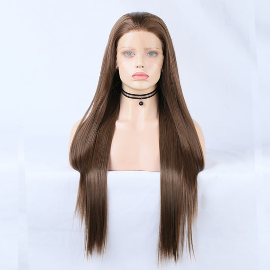 Wig Ladies Wig Front Lace Large Lace Ladies Chemical Fiber Wig Headgear Lace wigs Long Straight Hair