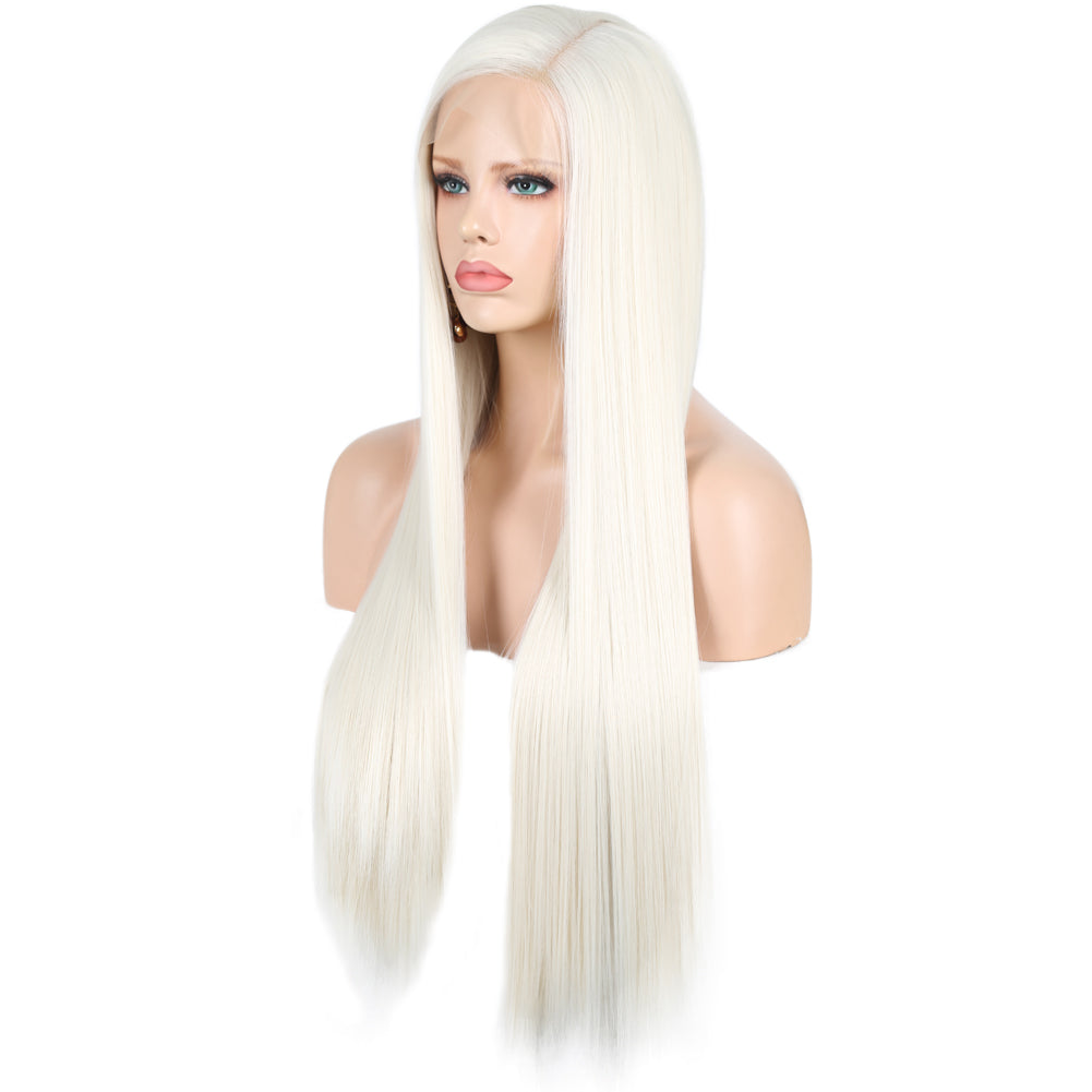 13*2. 60# Chemical Fiber Front Lace Wig Headgear Long Straight Hair Natural Hairline Wig