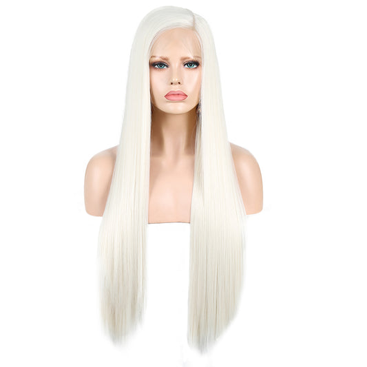 13*2. 60# Chemical Fiber Front Lace Wig Headgear Long Straight Hair Natural Hairline Wig
