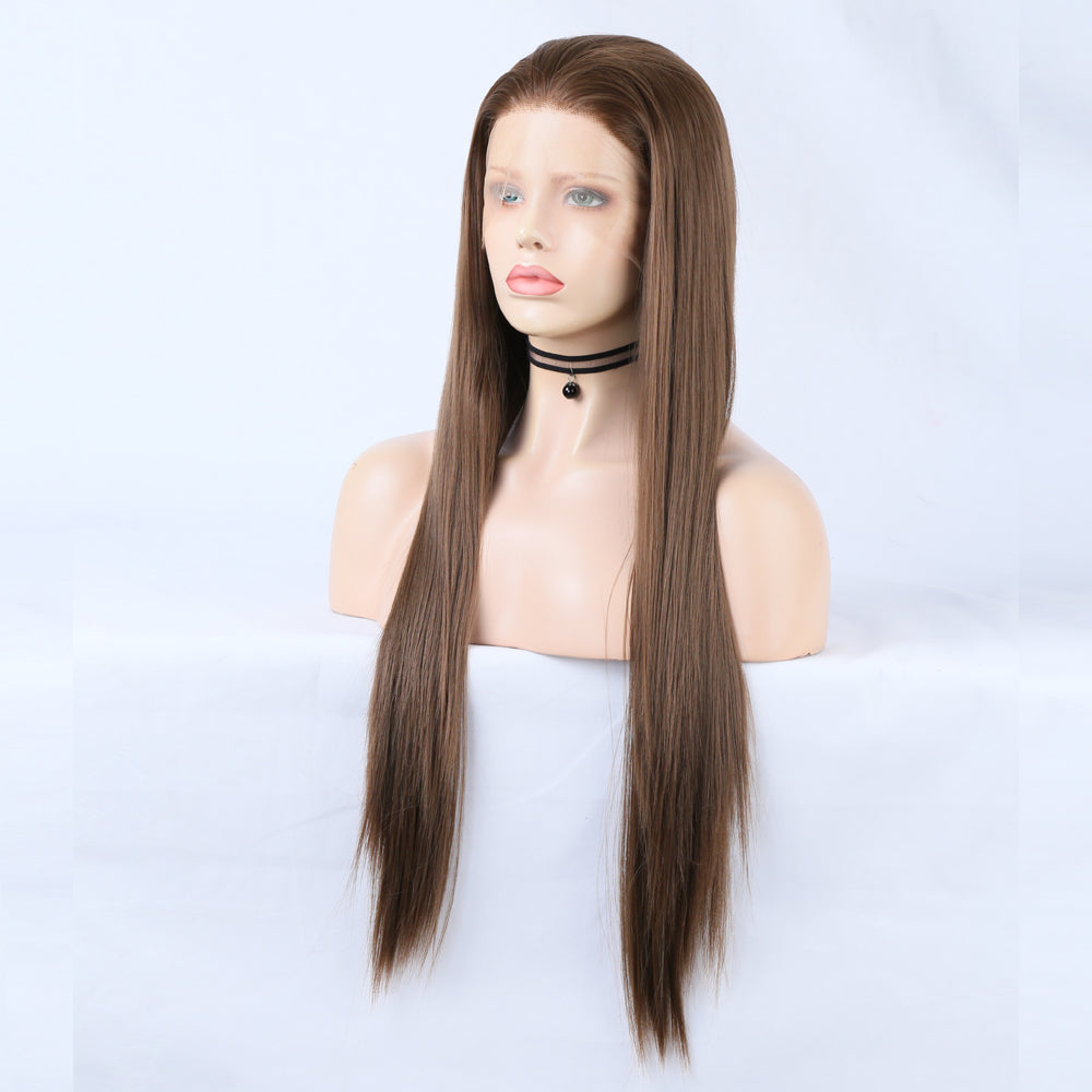 Wig Ladies Wig Front Lace Large Lace Ladies Chemical Fiber Wig Headgear Lace wigs Long Straight Hair