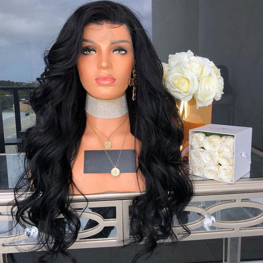 Hair Body Wave Lace Front Wigs for Women Black Color Synthetic Hair Glueless Lace Wigs with Natural Hairline